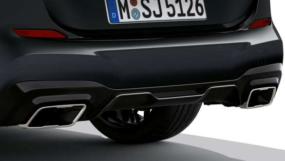 M specifikt udstødningssystem BMW M235i xDrive Gran Coupé F44 M specifikt udstødningssystem BMW M235i xDrive Gran Coupé F44 Black Sapphire metallic set bagfra