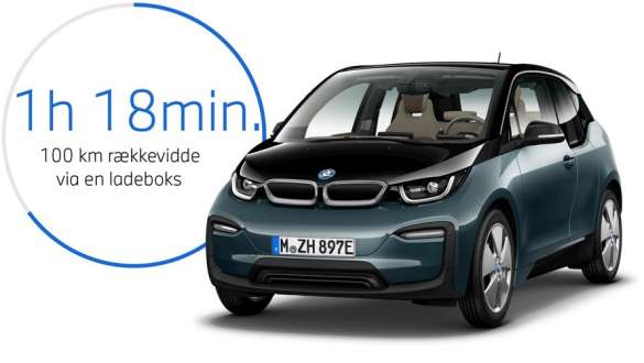 BMW i3 I01 Blue Ridge Mountain metallic med detaljer i Akzent Frozen Grey metallic set forfra let drejet BMW i3 I01 Blue Ridge Mountain metallic med detaljer i Akzent Frozen Grey metallic set forfra let drejet