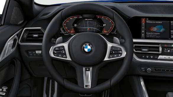 M sportsrat BMW M440i xDrive Cabriolet G23 2020 M læderrat BMW M440i xDrive Cabriolet G23 2020 kabine nærbillede