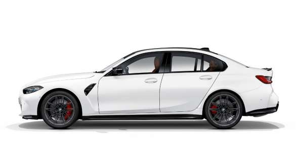 Sidedesign BMW M3 Competition Sedan Frozen Brilliant White metallic G80 2020 BMW M3 Competition Sedan G80 2020 Frozen Brilliant White metallic sidedesign set fra siden