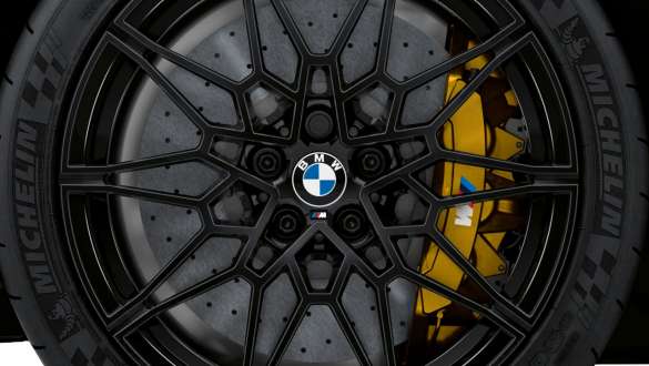 Kulfiber-keramiske M bremser BMW M3 Sedan G80 2020 BMW M3 Sedan G80 2020 kulfiber-keramiske M bremser nærbillede