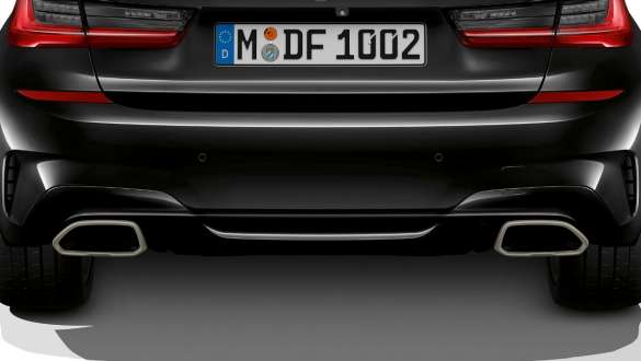 Eksklusive rørhaler BMW M340i xDrive Sedan G20 2020 BMW M340i xDrive Sedan G20 2020 Sapphire Black metallic eksklusive rørhaler nærbillede