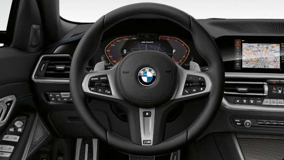 Variabelt sportsstyretøj cockpit BMW M340i xDrive Sedan G20 2020 Variabelt sportsstyretøj BMW M340i xDrive Sedan G20 2020 Sapphire Black metallic cockpit kabine