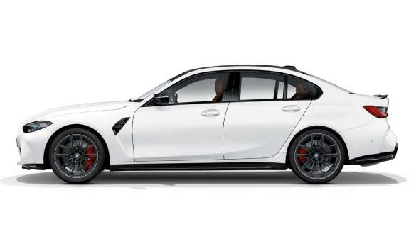 Sidedesign BMW M3 Competition Sedan Frozen Brilliant White metallic G80 2020 BMW M3 Competition Sedan G80 2020 Frozen Brilliant White metallic sidedesign set fra siden