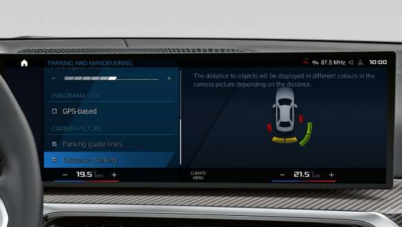 Parking Assistant Plus BMW 3-serie Sedan M G80 G20 BMW 3-serie Sedan M G80 G20 Parking Assistant Plus kontroldisplay kabine