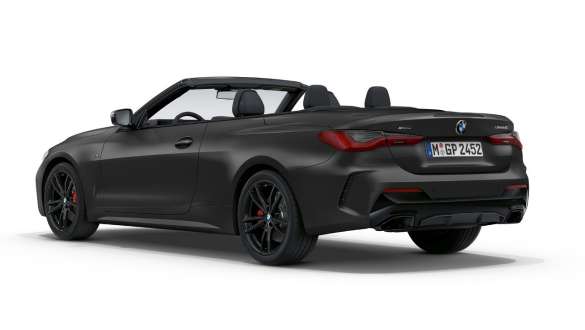 BMW M440i xDrive Cabriolet G23 2020 set fra siden let drejet BMW M440i xDrive Cabriolet BMW Individual Frozen Deep Grey-metallic G23 2020 set bagfra let drejet