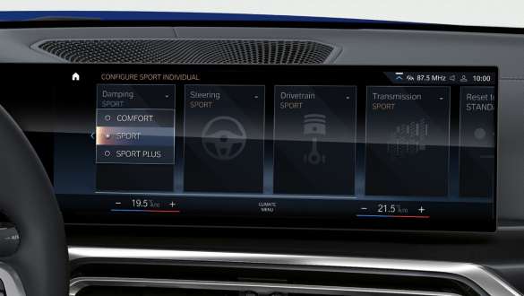 Adaptiv M undervogn BMW M440i xDrive Cabriolet G23 2020 control display Adaptiv M undervogn BMW M440i xDrive Cabriolet G23 2020 konfiguration med berøringsfølsomt control display