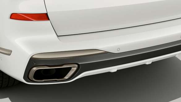 BMW X7 M med M sportudstødningssystem G07 2019 BMW X7 M med M sportsudstødningssystem G07 2019 nærbillede af hækken