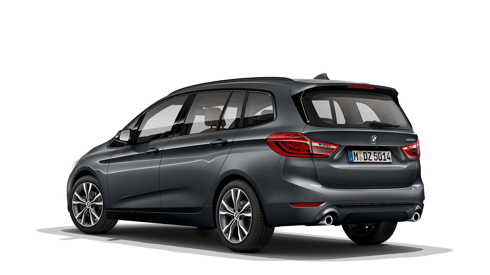 BMW 2-serie Gran Tourer Sport Line set forfra let drejet BMW 2-serie Gran Tourer 220d Sport Line F46 Facelift 2018 Mineral Grey metallic set forfra let drejet