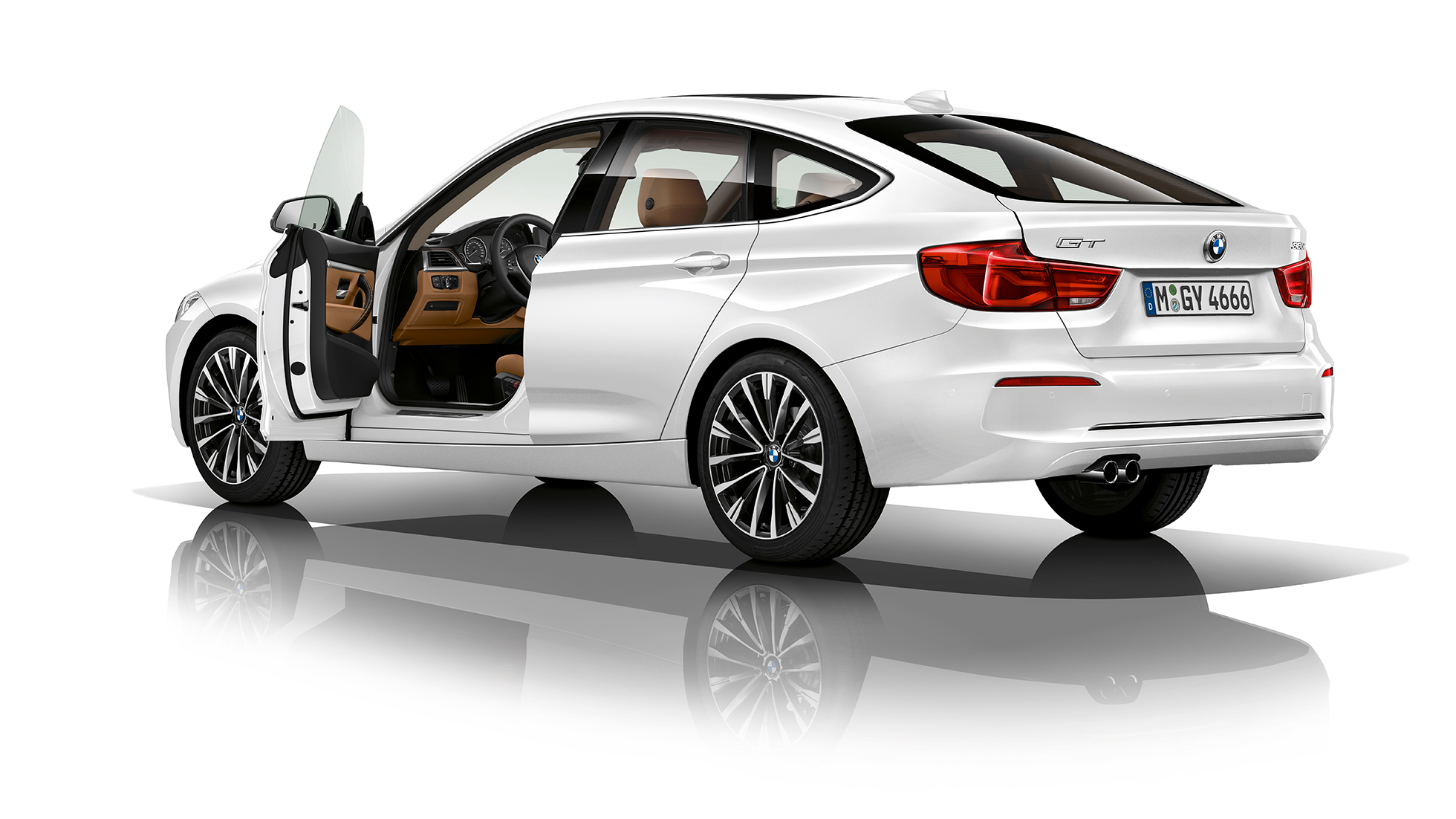 BMW 3-serie Gran Turismo, Model Luxury Line, trekvartbillede bagfra BMW 3-serie Gran Turismo, Model Luxury Line, trekvartbillede bagfra