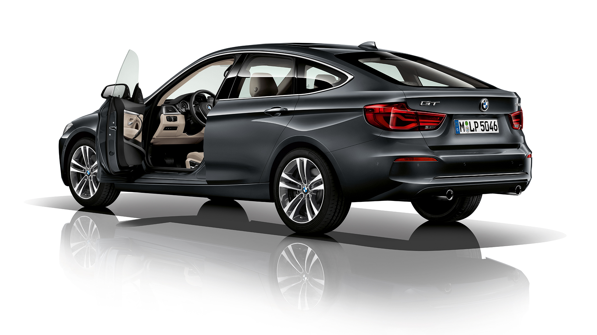 BMW 3-serie Gran Turismo, Model Sport Line, trekvartbillede bagfra BMW 3-serie Gran Turismo, Model Sport Line, trekvartbillede bagfra
