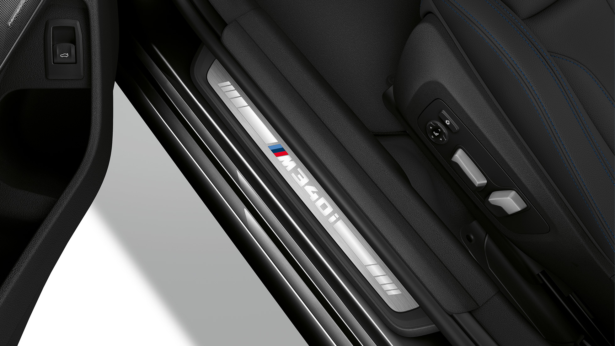 BMW 3-serie Sedan, M340i xDrive-indstigningsliste. Indstigningslisten i BMW 3er M340i xDrive Sedan set fra oven.