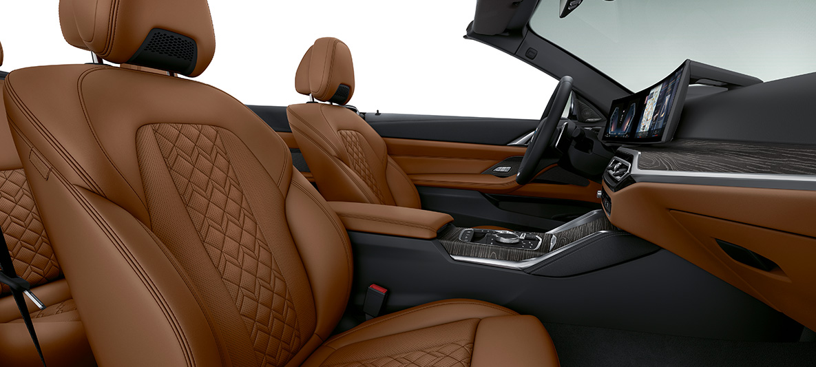 BMW Individual læderpakke 'Merino' Tartufo BMW 4-serie Cabriolet Individual 2020 G23 kabine BMW Individual læderpakke 'Merino' Tartufo BMW 4-serie Cabriolet Individual G23 2020 kabine cockpit