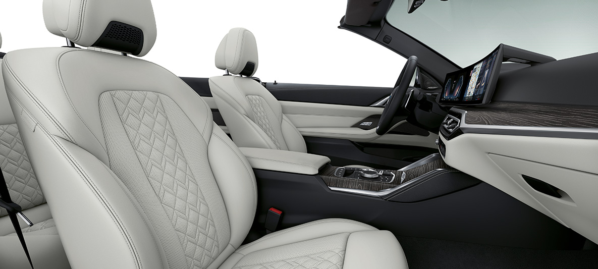 BMW Individual læderpakke Ivory White BMW 4-serie Cabriolet Individual G23 2020 kabine BMW Individual læderpakke 'Merino' Ivory White BMW 4-serie Cabriolet Individual G23 2020 kabine