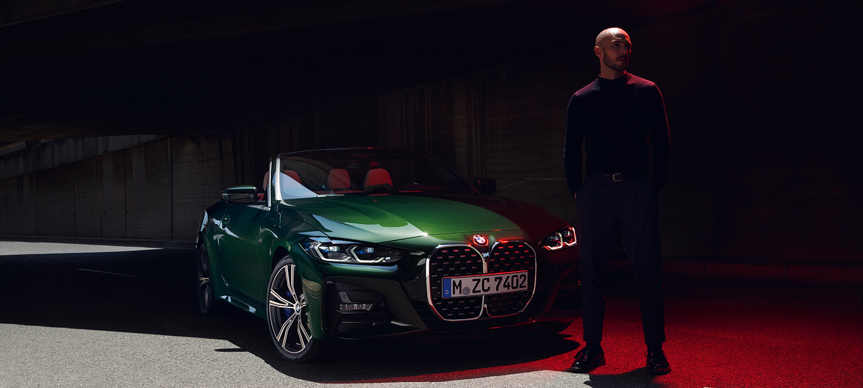 BMW 4-serie Cabriolet G23 2020 Sanremo Green metallic set forfra med model