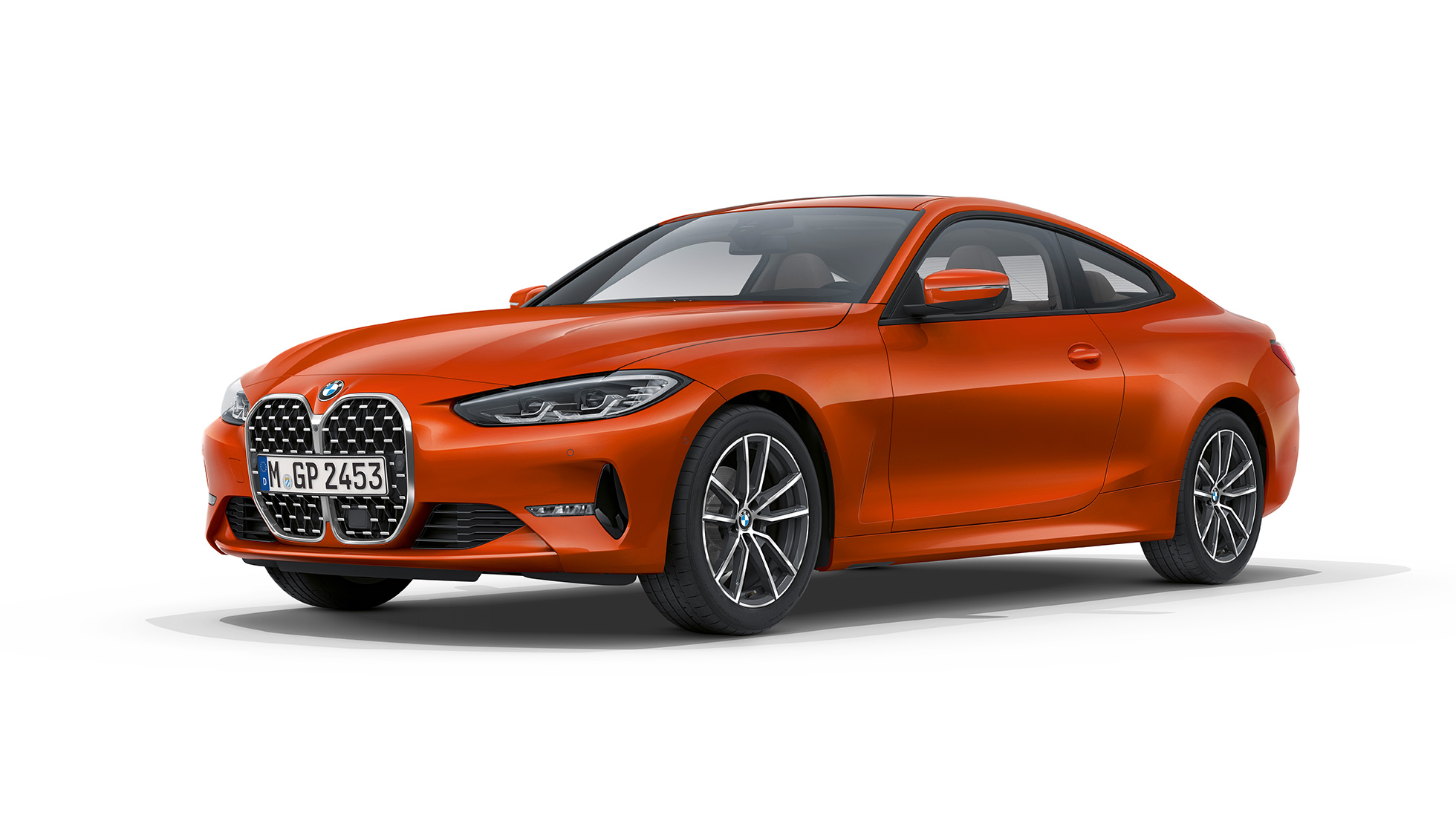 BMW 4-serie Coupé G22 2020 basisversion set forfra let drejet, set bagfra let drejet BMW 4-serie Coupé G22 2020 basisversion Sunset Orange metallic set forfra let drejet