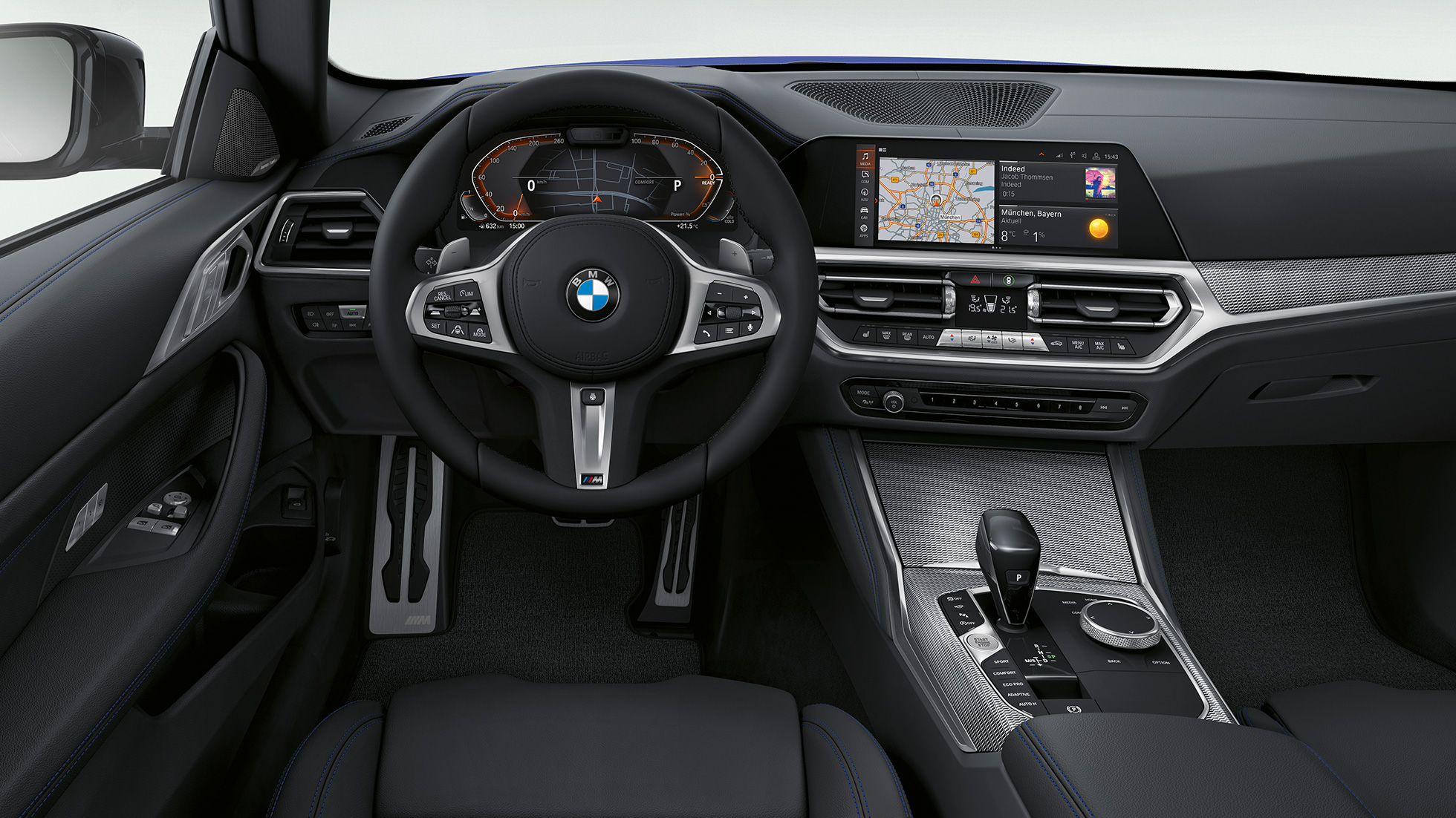 Indtræk BMW 4-serie Coupé M sportspakke G22 2020 Indtræk i eksklusivt læder BMW 4-serie Coupé G22 2020 M sportspakke kabine