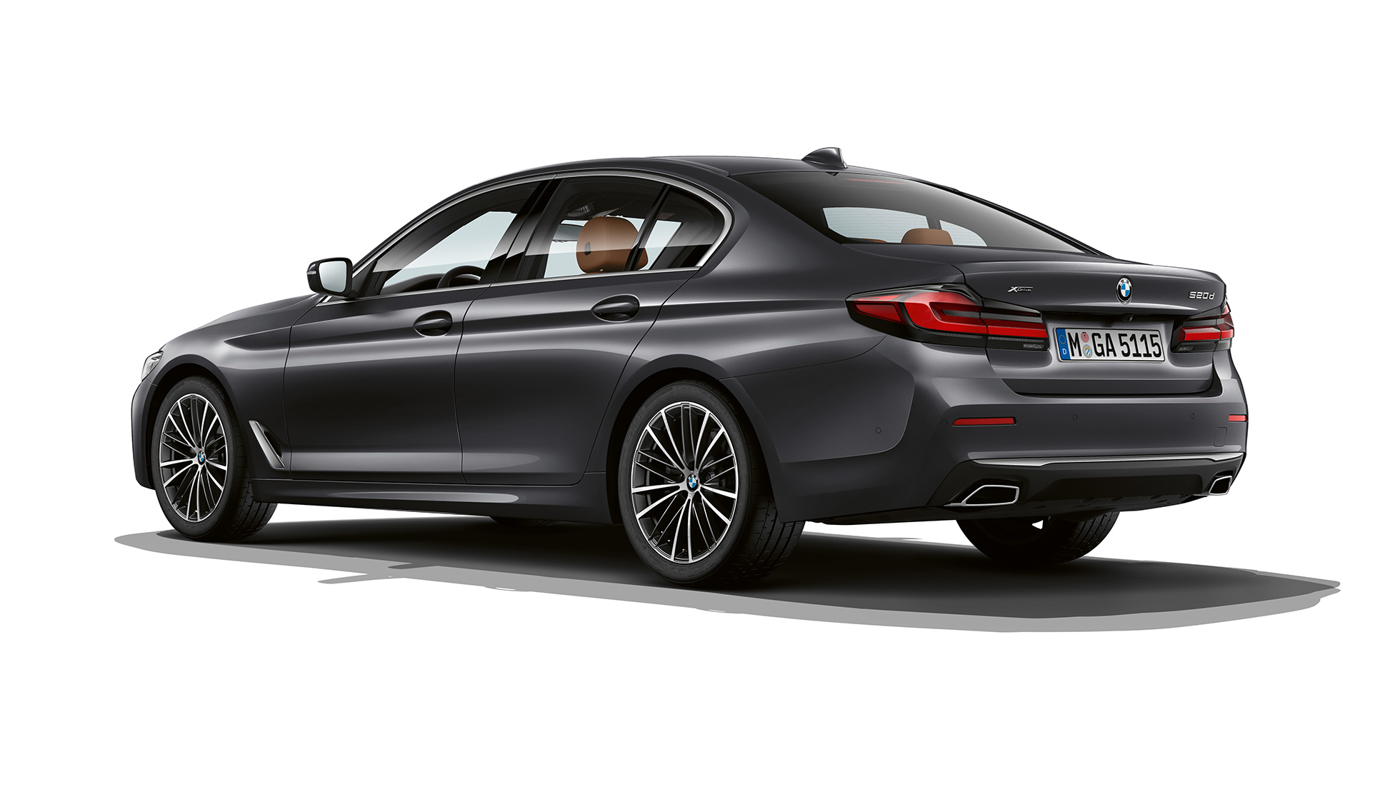 BMW 5-serie Sedan G30 standardkonfiguration bagende BMW 5-serie Sedan 540i G30 2020 standardkonfiguration i Sophisto Grey set bagfra let drejet