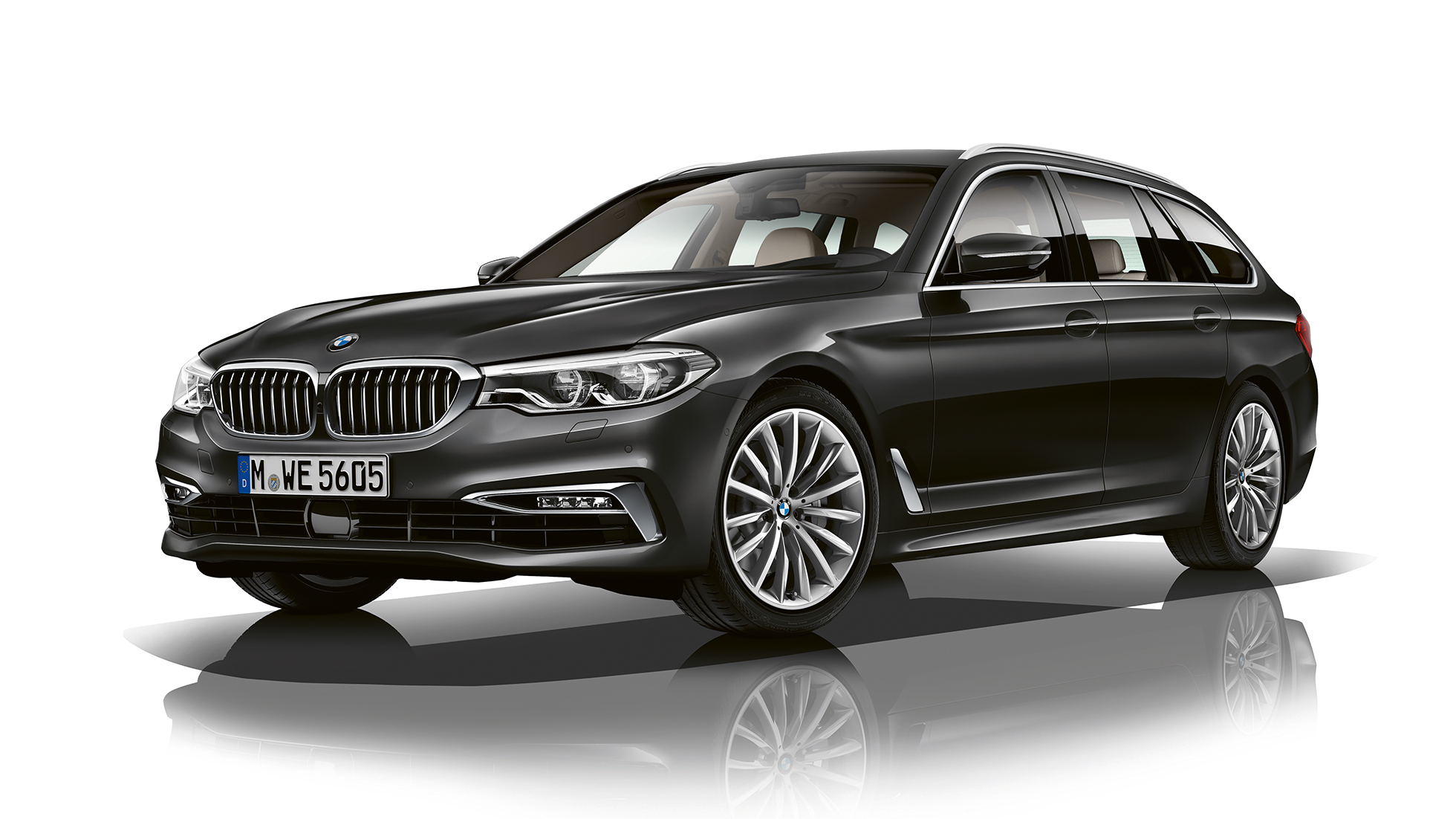 Luxury Line set forfra let drejet BMW 5-serie Touring Luxury Line BMW 5-serie Touring 540i xDrive Touring G31 Sophisto Grey Brillant-effekt Metallic set forfra let drejet