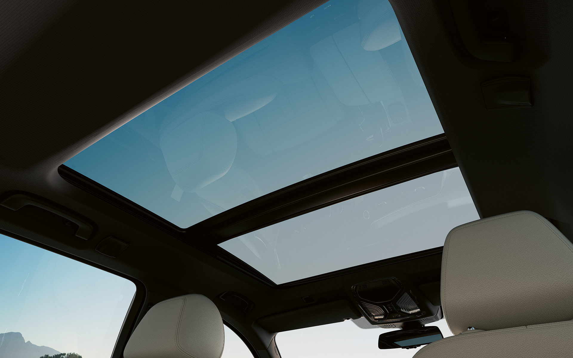 Panorama-glastag BMW 5-serie Touring G31 LCI Panorama-glastag lukket BMW 5-serie Touring G31 Facelift 2020 indvendigt udstyr