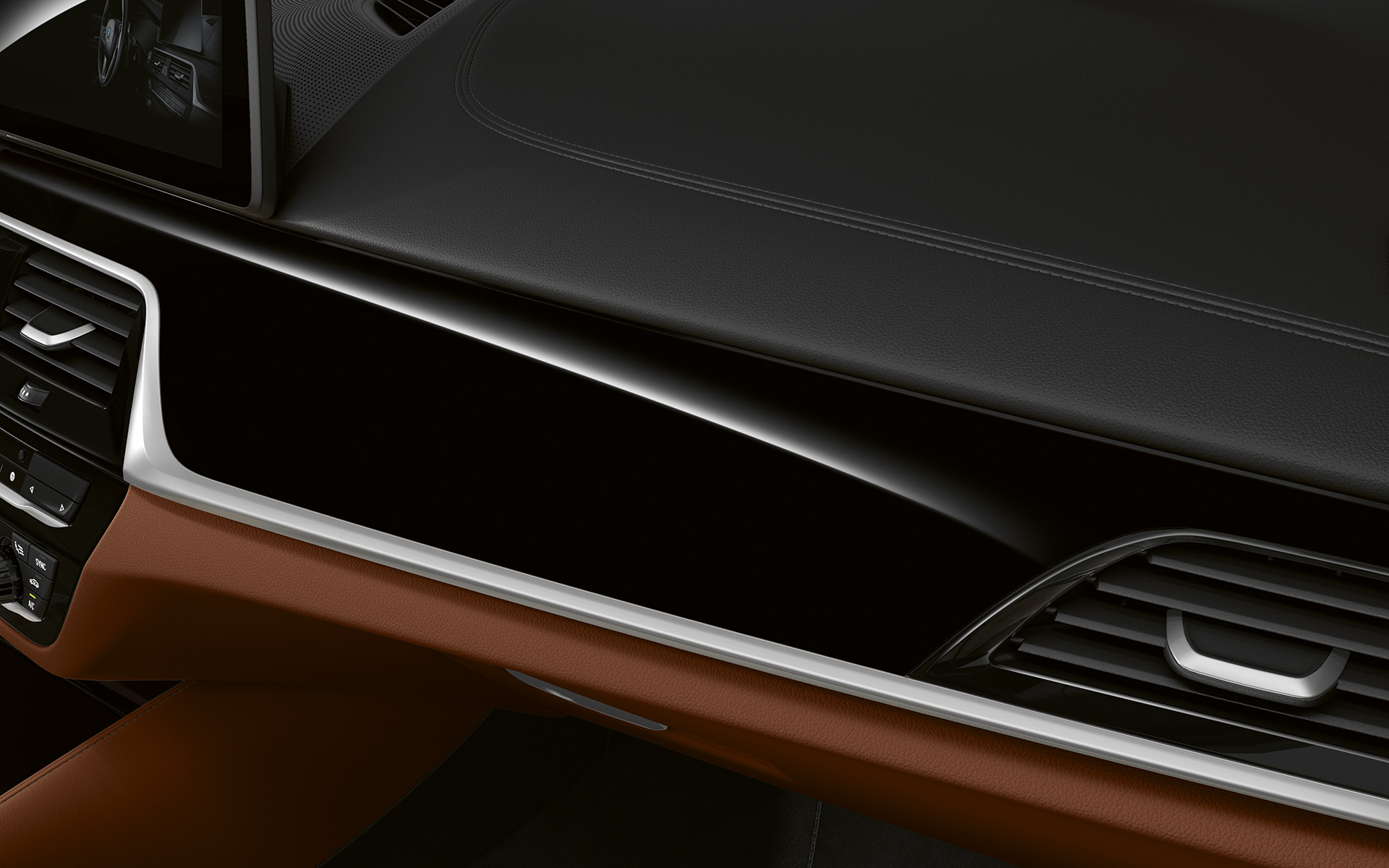 BMW 5-serie Touring G31 LCI cockpit i detaljer BMW Individual interiørlister i sort pianolak BMW 5-serie Touring G31 Facelift 2020 cockpit i detaljer BMW Individual interiørlister i sort pianolak