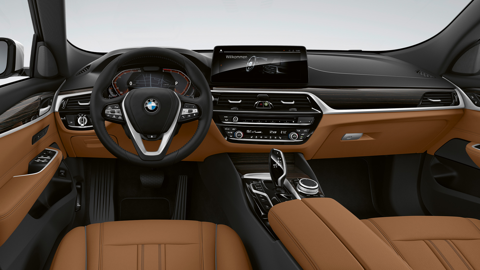 Cockpit BMW 6-serie Gran Turismo standardkonfiguration G32 2020 BMW 6-serie Gran Turismo G32 620d 2020 standardkonfiguration læder "Dakota" cognac/sort kabine
