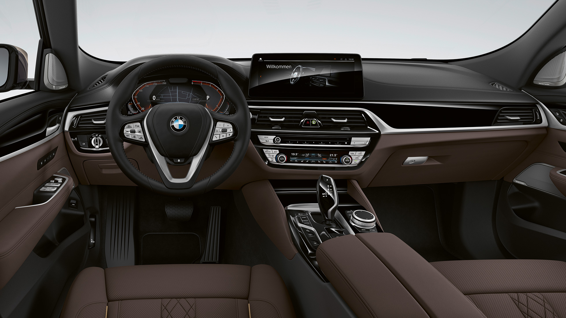 Cockpit BMW 6-serie Gran Turismo Luxury Line G32 2020 BMW 6-serie Gran Turismo G32 640d xDrive 2020 Luxury Line eksklusivt læder "Nappa" mokka kabine