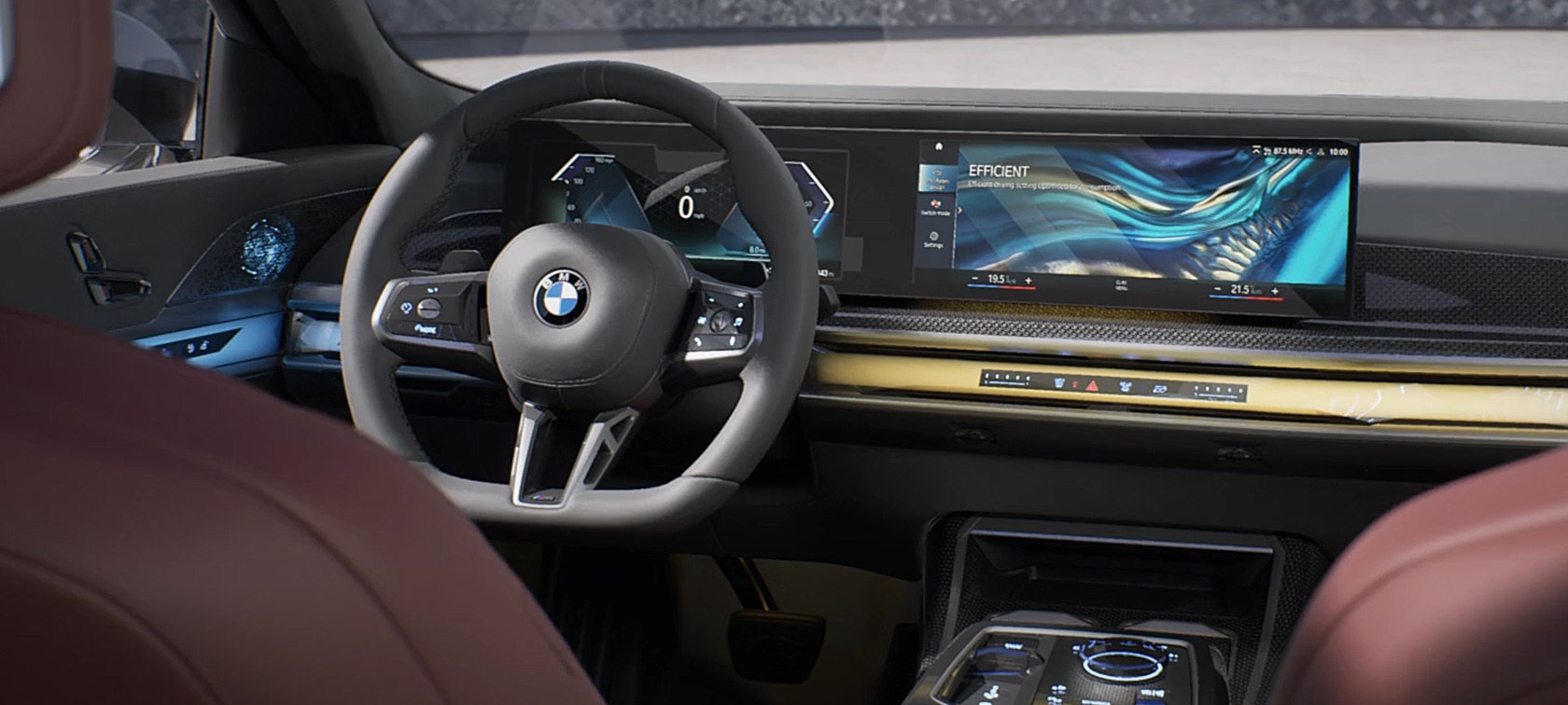 Interiørdesign BMW 7-serie Sedan G70 ICE 740i M sportspakke BMW 7-serie Sedan G70 ICE 740i M sportspakke interiørdesign