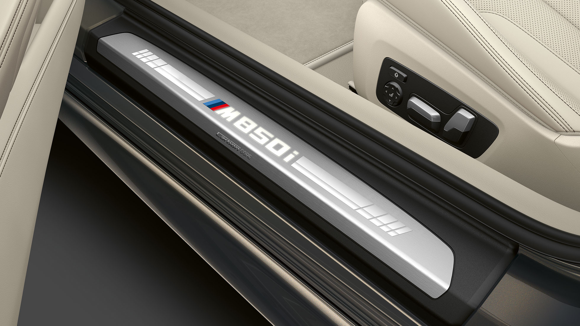 BMW M850i xDrive, Dravit Grey Metallic, indstigningsliste.