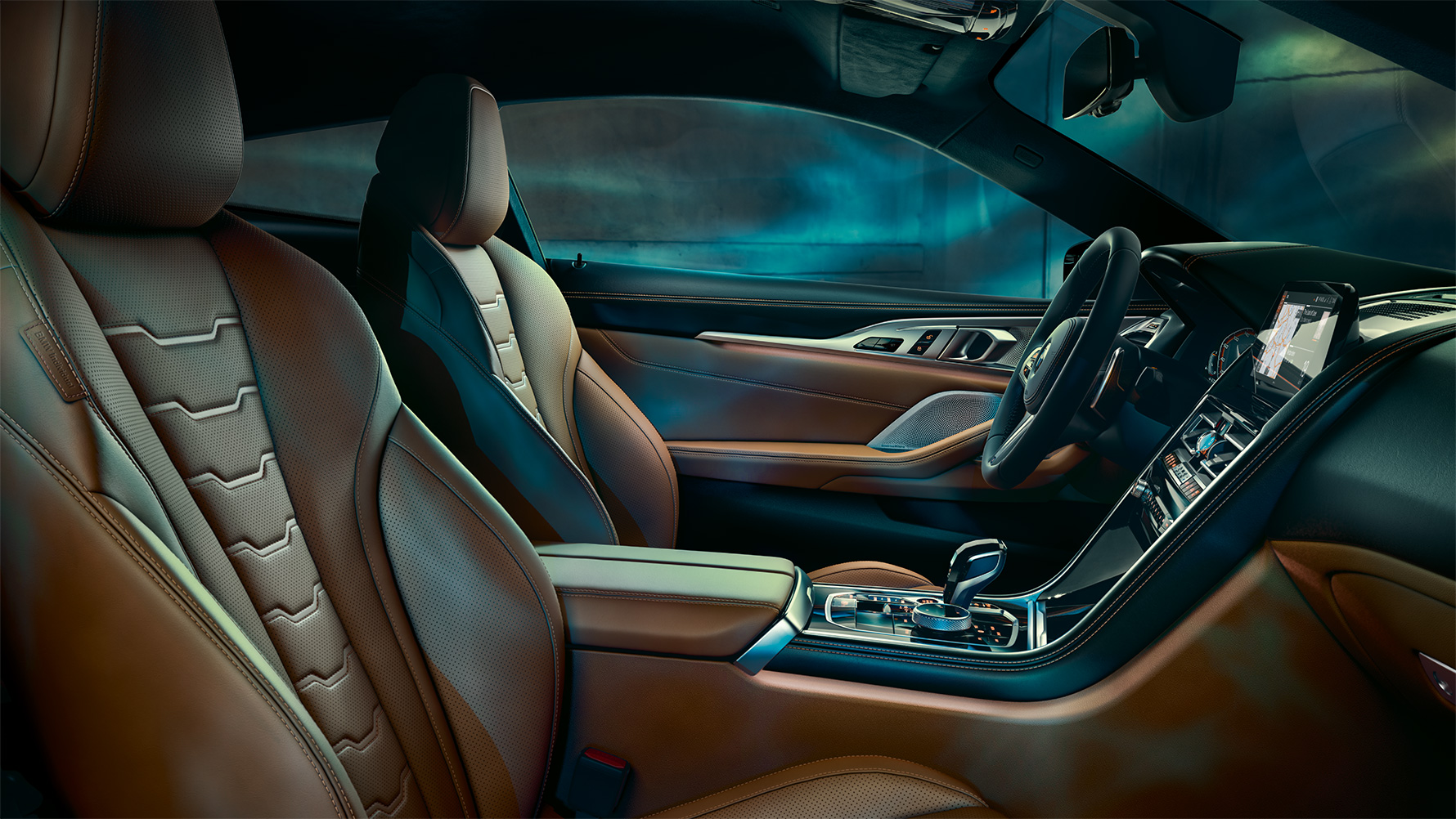 Kabinen i BMW 8-serie Coupé med BMW Individual-udstyr. Kabinen i BMW 8-serie Coupé med BMW Individual-udstyr.
