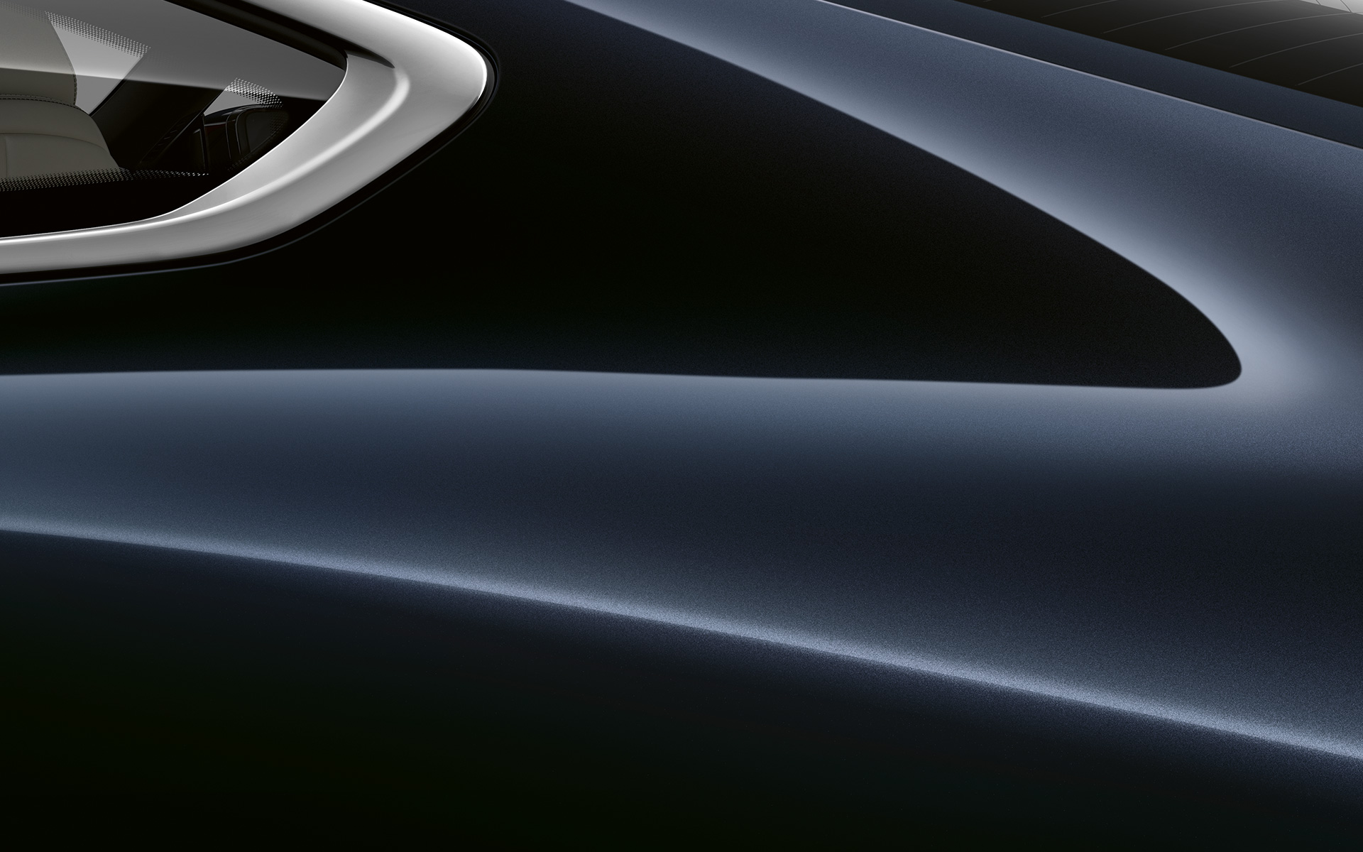 BMW 8-serie Coupé, nærbillede af C-stolpe Nærbillede af C-stolpen på BMW 8-serie Coupé i Carbon Black metallak.