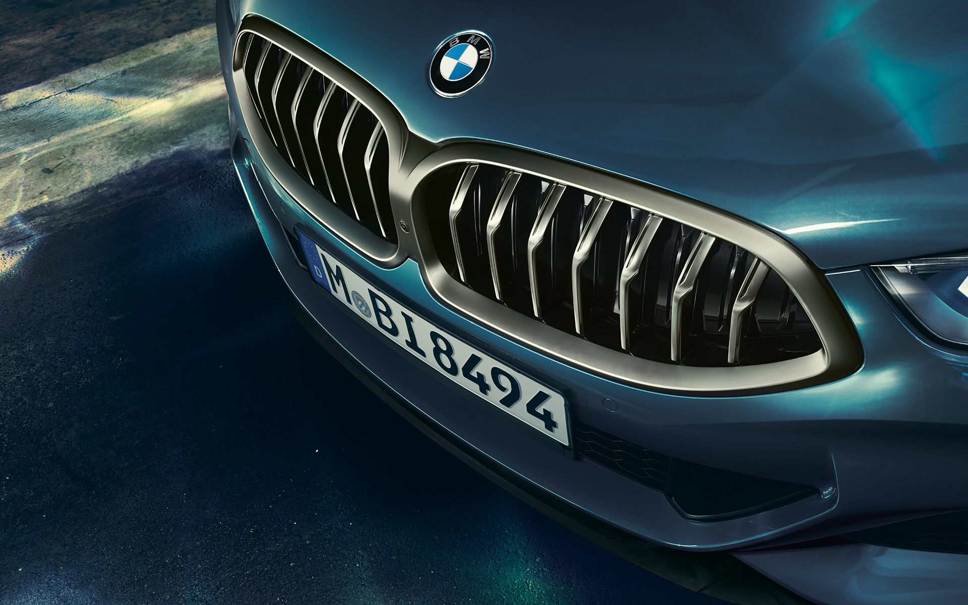 BMW 8-serie Coupé, frontparti Nærbillede af fronten på BMW 8-serie Coupé.