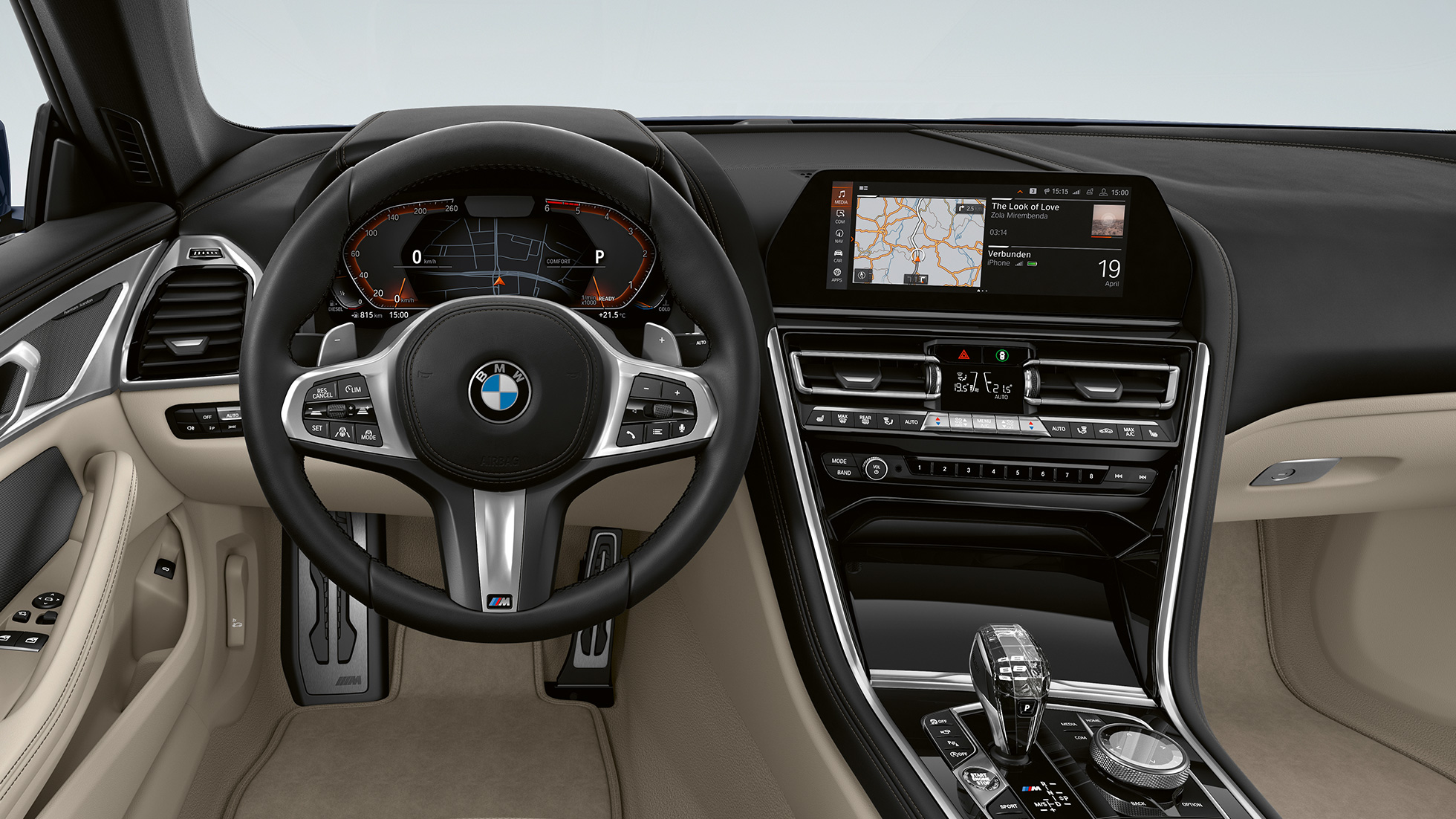 BMW 8-serie Coupé, cockpit, M læderrat inkl. multifunktion.
