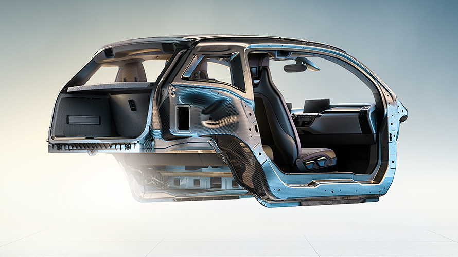 BMW i3 letvægtskonstruktion BMW i3’s innovative karrosseri i letvægtskulfiber