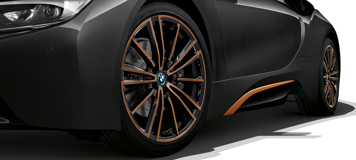 Letmetalfælg i E-Copper, BMW i8 Coupé Ultimate Sophisto Edition Letmetalfælg i E-Copper, BMW i8 Coupé Ultimate Sophisto Edition, udvendigt udstyr