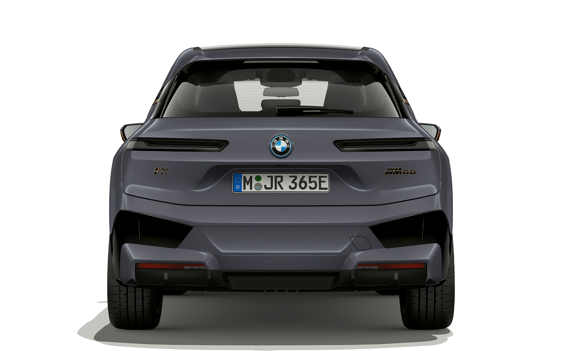 BMW iX M60 i20 2022 elektrisk SUV elbil Oxid Grey metallic M lygter Shadow Line set bagfra