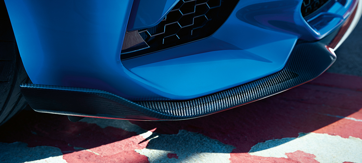 Frontsplitter BMW M2 CS Frontsplitter BMW M2 CS F87 Misano Blue Metallic nærbillede