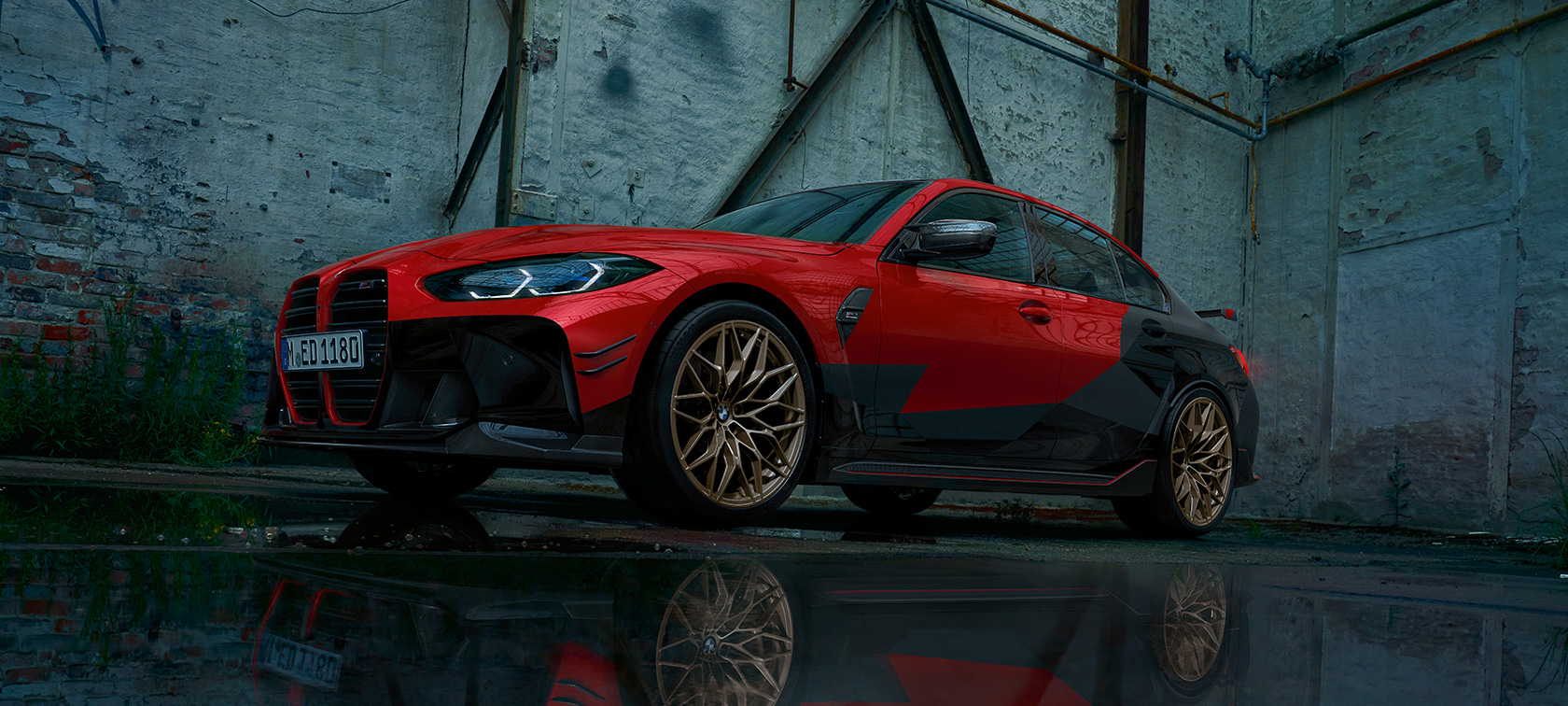 BMW M3 Sedan G80 2020 med BMW M Performance Parts BMW M3 Sedan G80 2020 set fra siden let drejet med BMW M Performance Parts