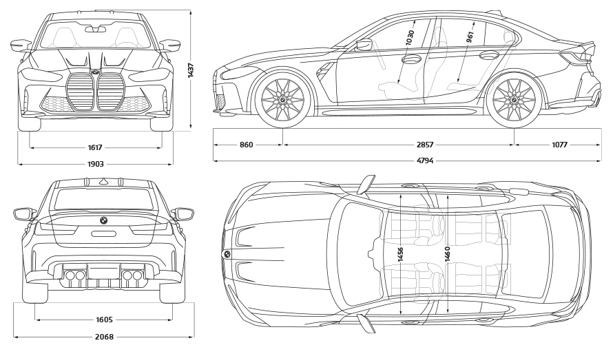 BMW M3 Sedan G80 2020 set fra siden frøperspektiv BMW M3 Sedan G80 2020 Isle of Man grøn metallic set fra siden i frøperspektiv