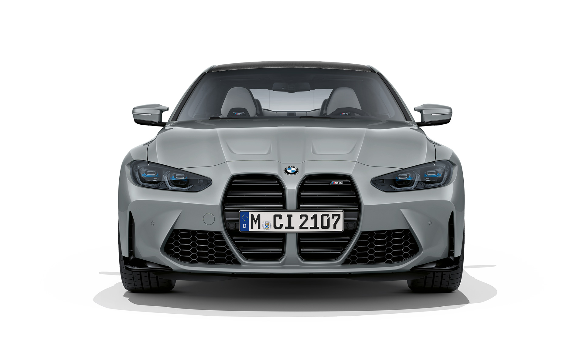 BMW M4 Coupé G82 2020 Brooklyn grå metallic set forfra