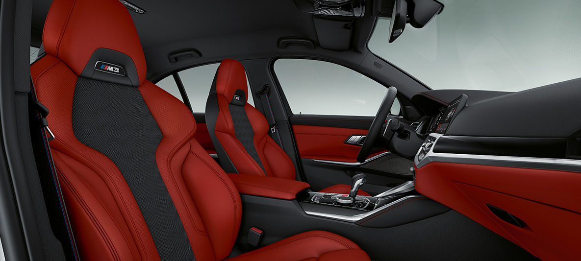 BMW Individual læderpakke 'Merino' Fiona Red/sort BMW M4 Coupé 2020 G82 kabine BMW Individual læderpakke 'Merino' Fiona Red/sort BMW M4 Coupé G82 2020 kabine cockpit