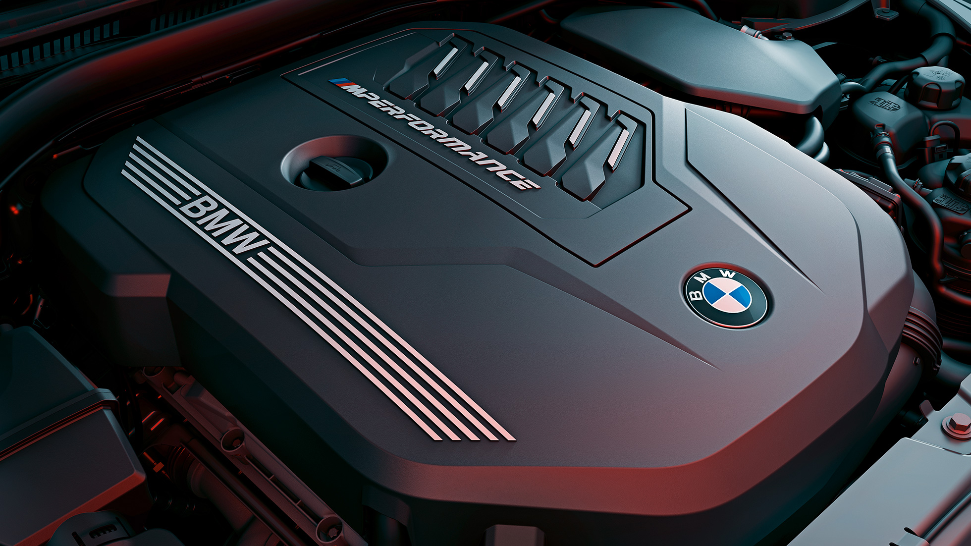 BMW TwinPower Turbo-benzinmotor BMW M440i xDrive Coupé G22 2020 6-cylindret BMW TwinPower Turbo-benzinrækkemotor BMW M440i xDrive Coupé G22 2020 nærbillede