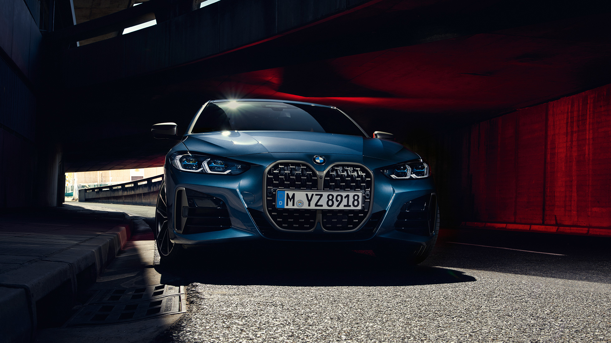 BMW dobbeltnyre LED-forlygter BMW M440i xDrive Coupé G22 2020 BMW M440i xDrive Coupé Arctic Race Blue metallic G22 2020 set forfra BMW dobbeltnyre LED-forlygter