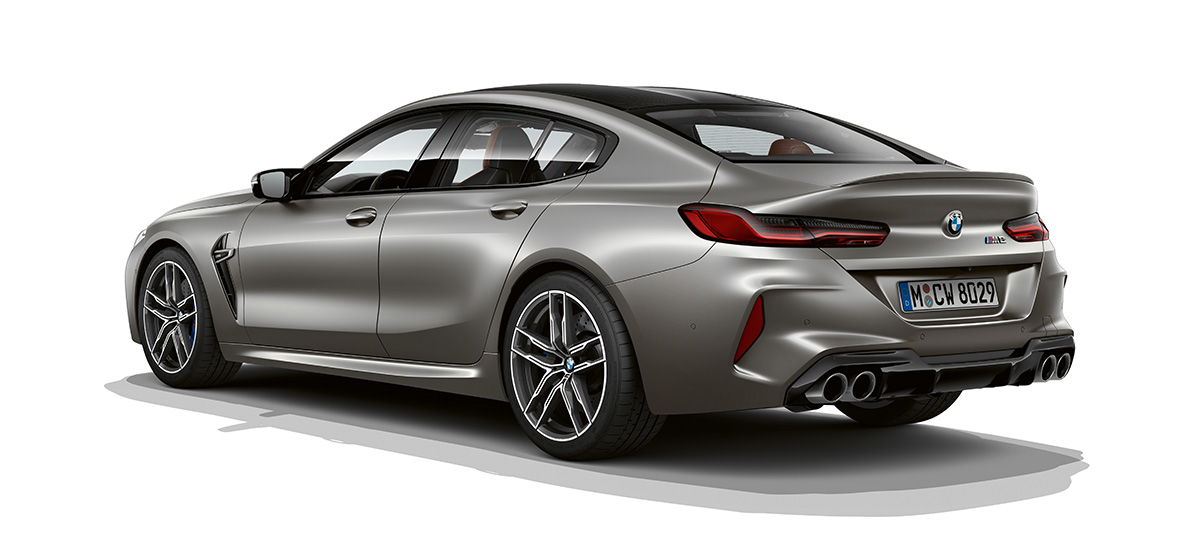 BMW M8 Gran Coupé set bagfra let drejet BMW M8 Gran Coupé F93 2020 BMW Individual Frozen Dark Silver set bagfra let drejet
