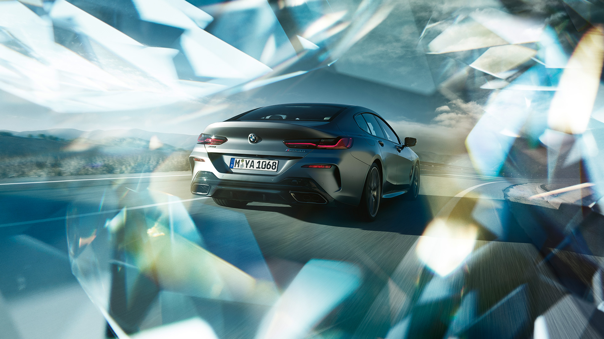 BMW M850i xDrive Gran Coupé set bagfra let drejet BMW M850i xDrive Gran Coupé G16 2019 BMW Individual Frozen Bluestone Metallic set bagfra let drejet