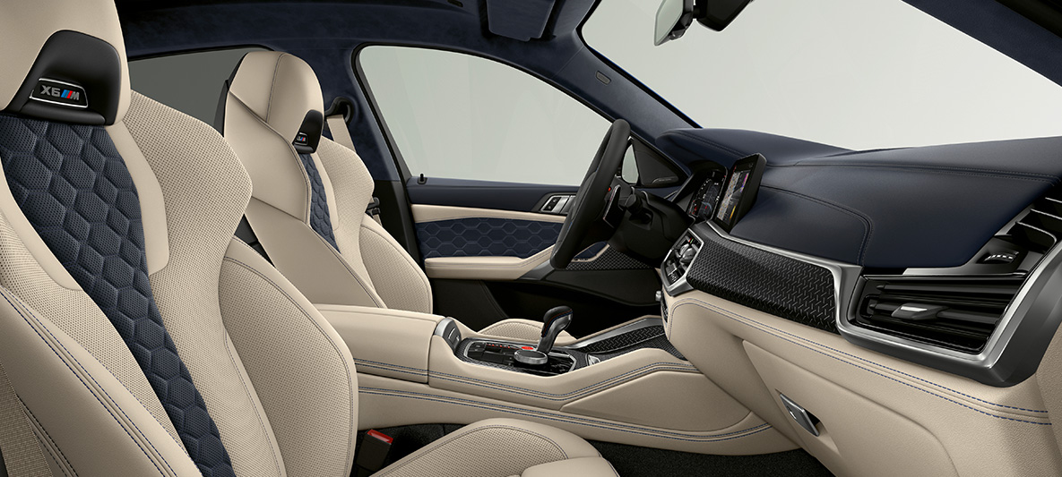 BMW X6 M Individual F96 2020 kabine BMW X6 M Individual F96 2020 kabine M multifunktionssæder med X6 M logo