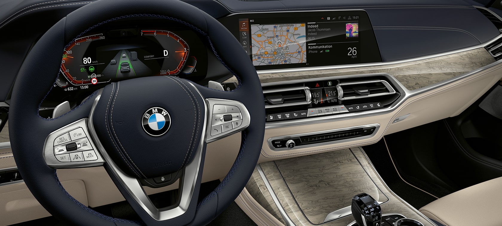 BMW X7 M model, innovationer BMW X7 M model, cockpit med fokus på instrumentkombination og førerpanel, G07