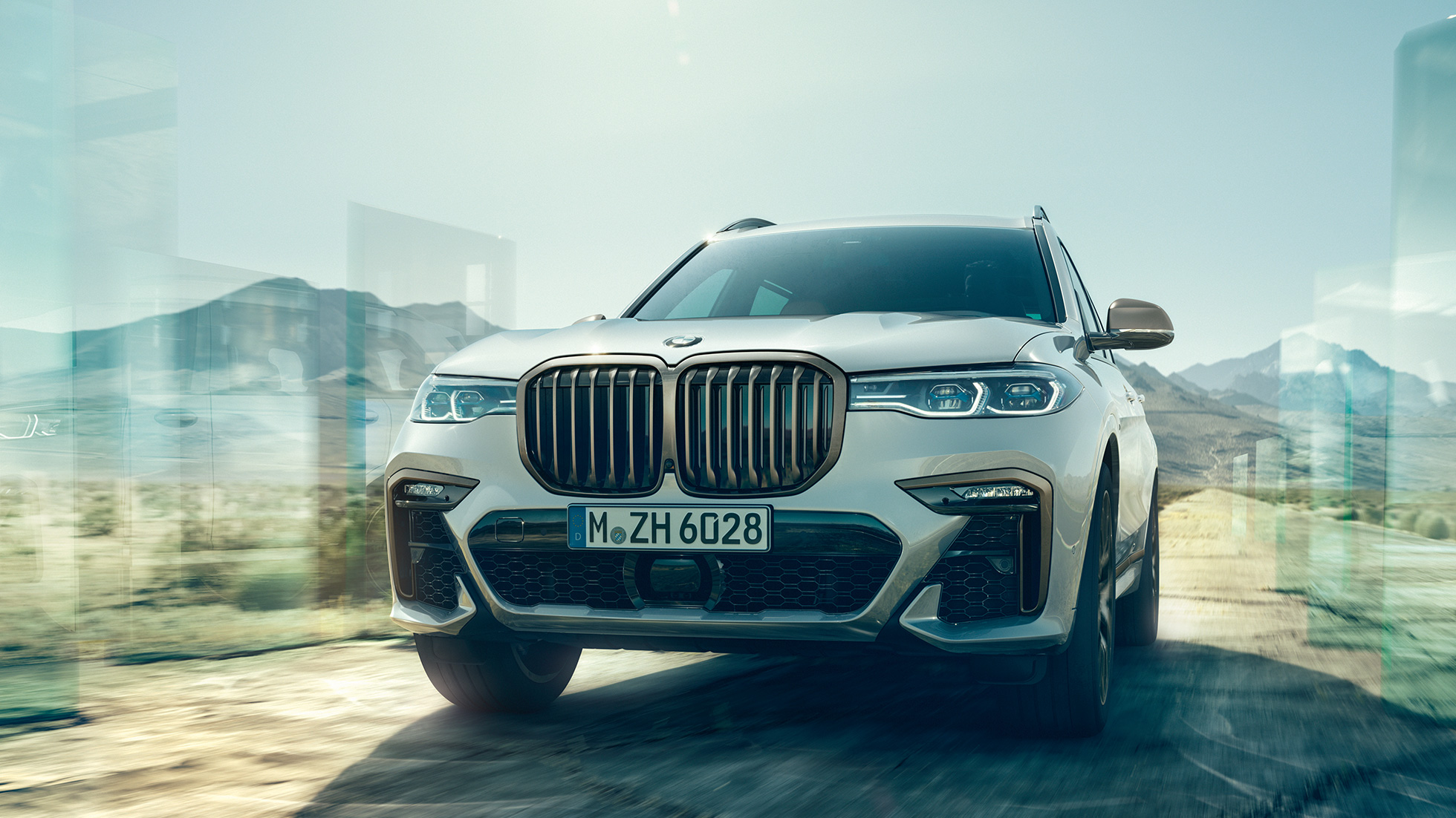 BMW X7 M50d, set forfra BMW X7 M50d i Mineral White, set forfra, G07, 2019