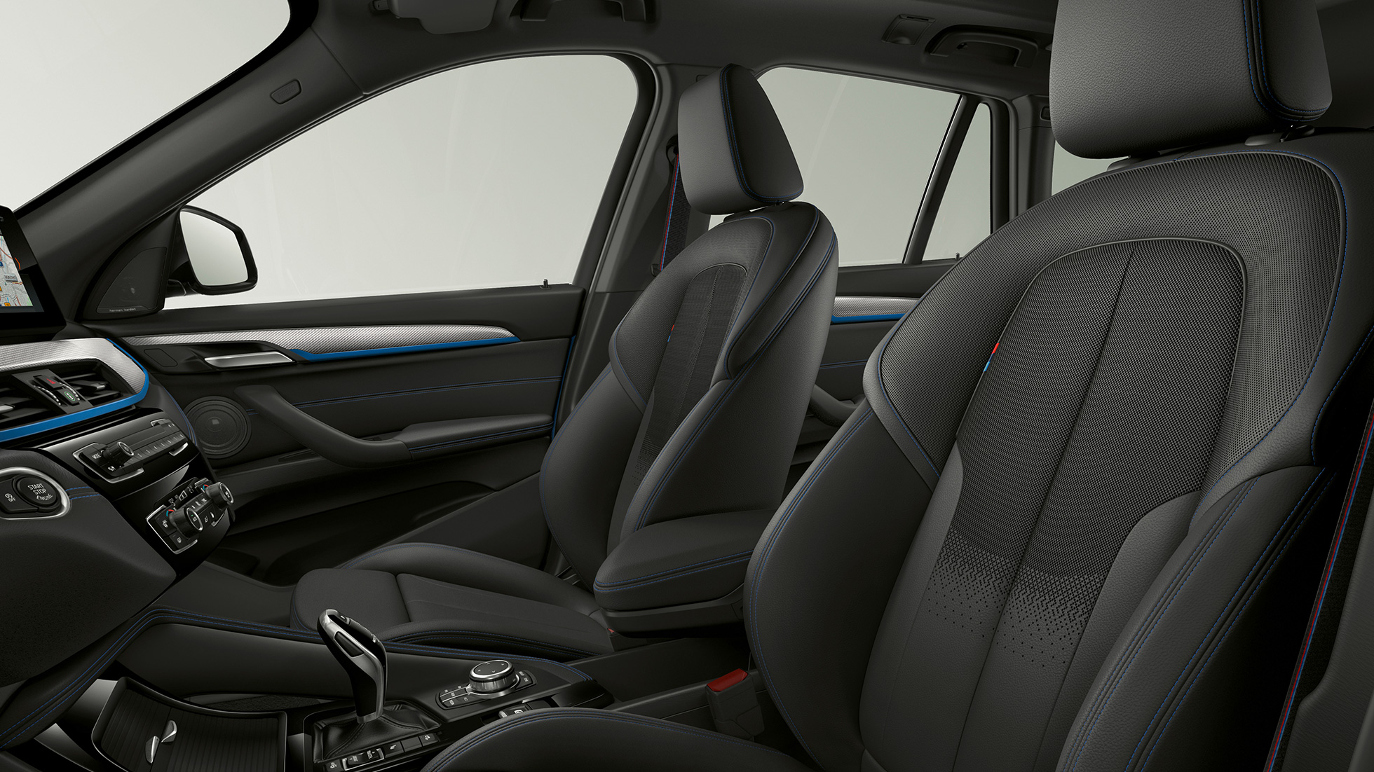 BMW X1, model M Sport, indtræk BMW X1, model M Sport, interiør med fokus på indtrækket