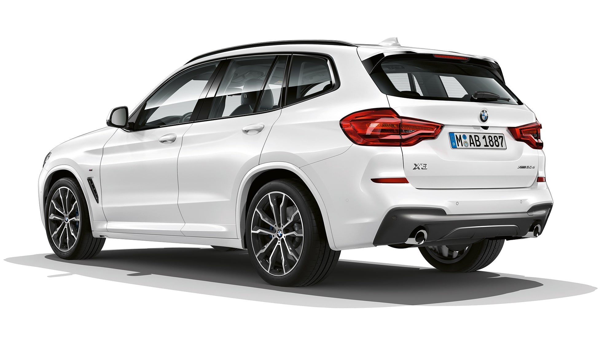 BMW X3 M40i, Model M Sport, trekvartbillede bagfra BMW X3 M40i, Model M Sport, trekvartbillede bagfra
